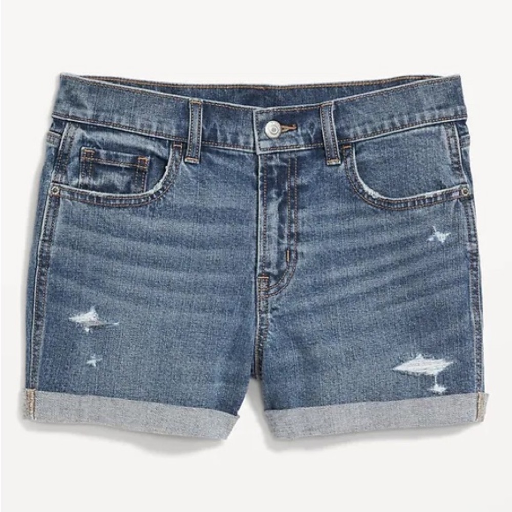Old Navy Mid-Rise Ripped Boyfriend Jean Shorts for Women